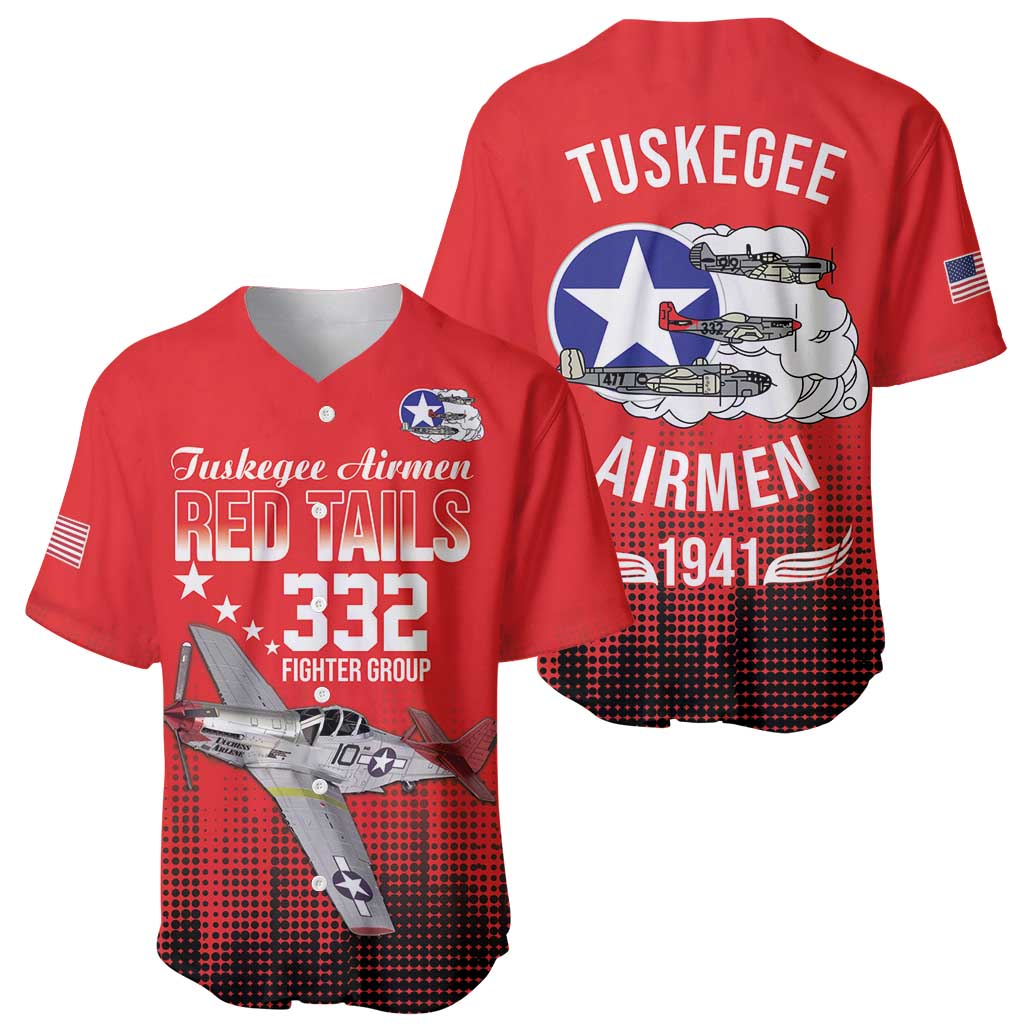 Tuskegee Airmen Red Tails Baseball Jersey 332nd Fighter Group WWII Tribute Red Style - Wonder Print Shop