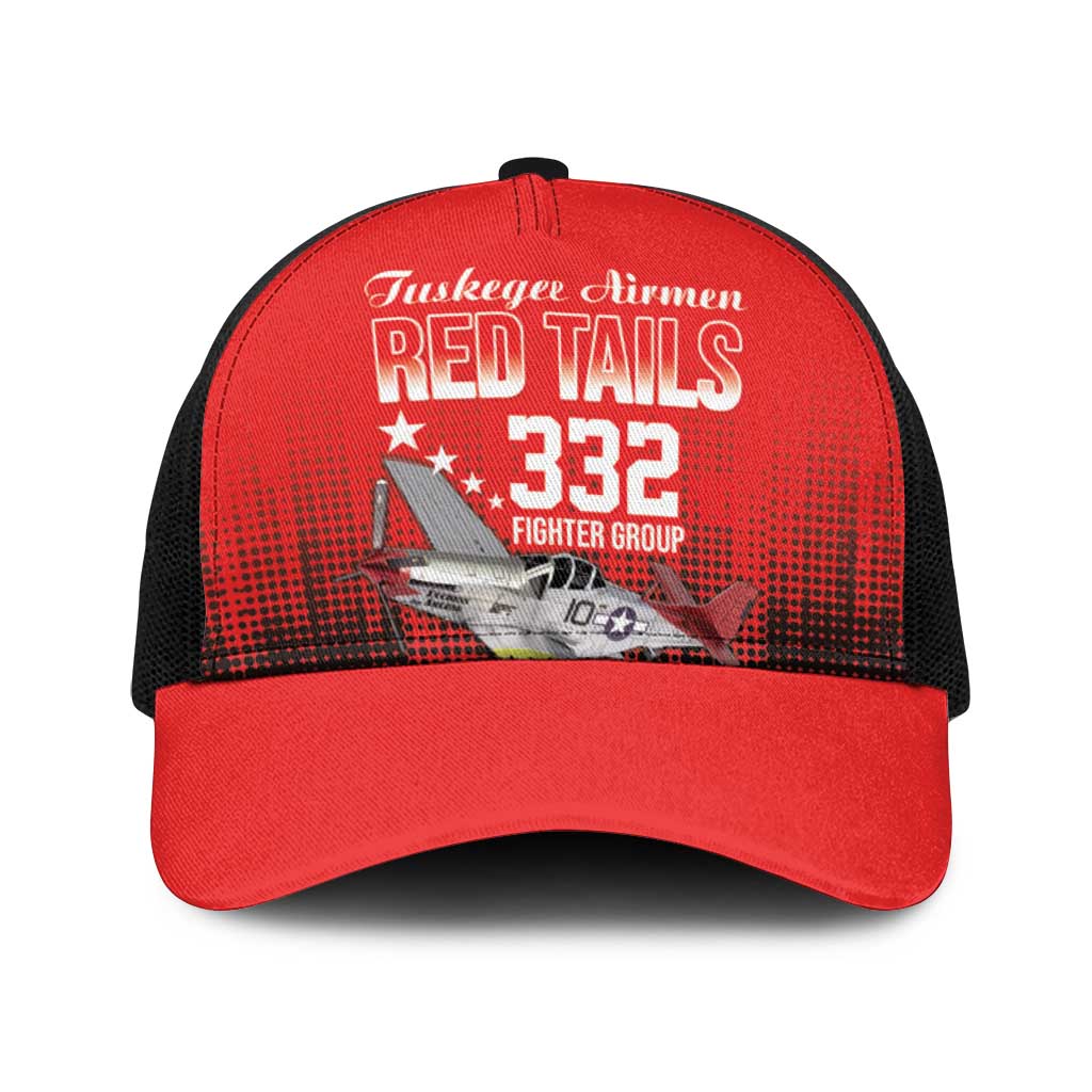 Tuskegee Airmen Red Tails Baseball Net Cap 332nd Fighter Group WWII Tribute Red Style - Wonder Print Shop