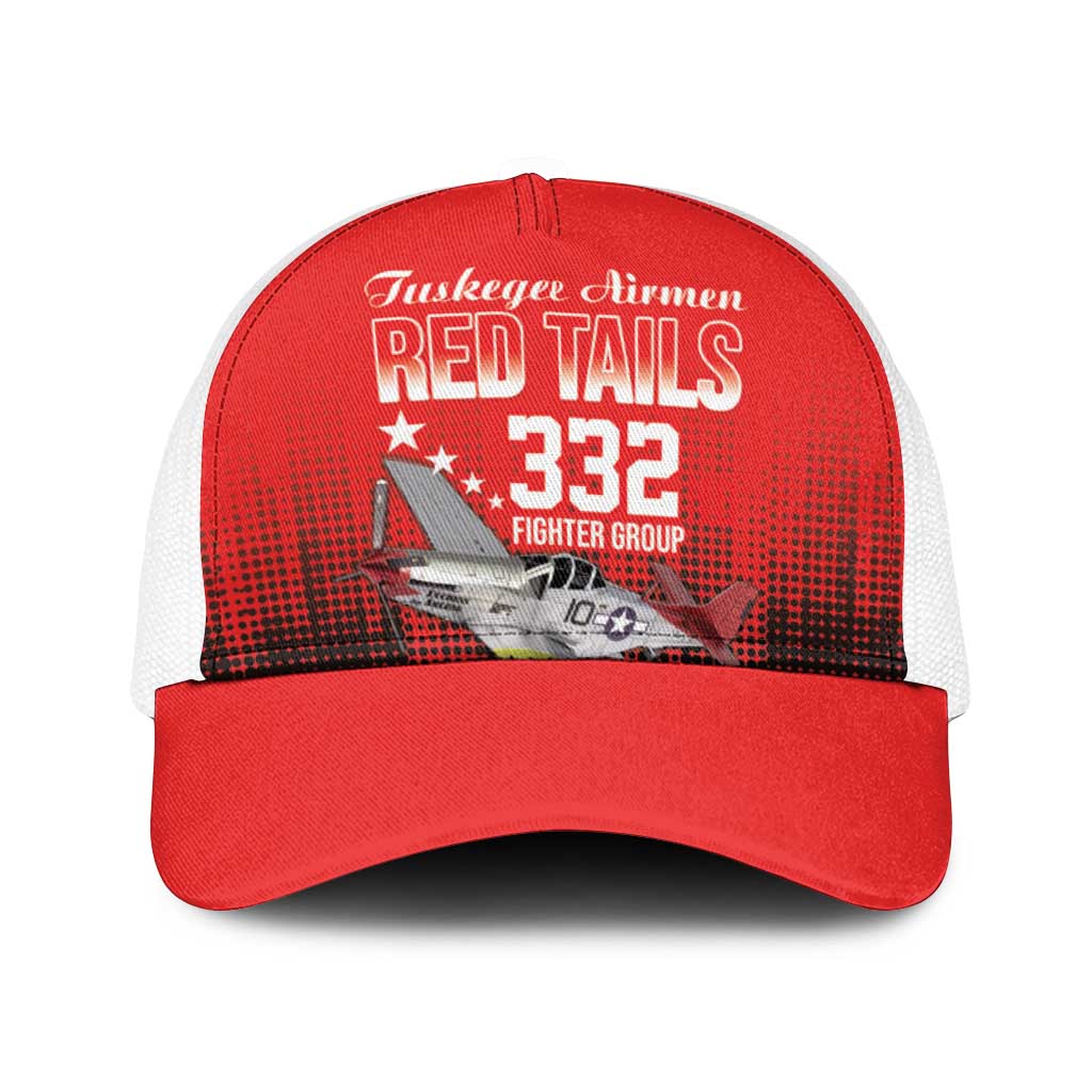 Tuskegee Airmen Red Tails Baseball Net Cap 332nd Fighter Group WWII Tribute Red Style - Wonder Print Shop