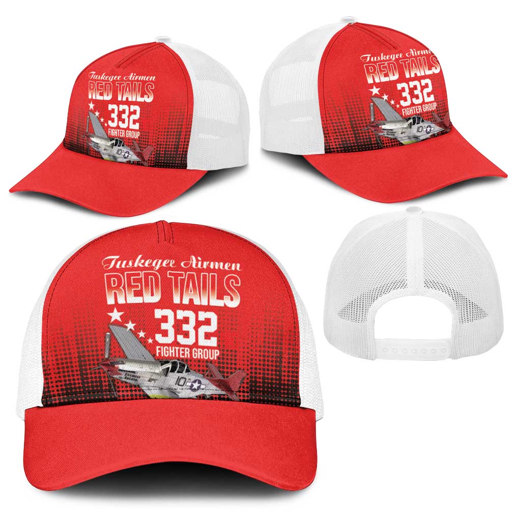 Tuskegee Airmen Red Tails Baseball Net Cap 332nd Fighter Group WWII Tribute Red Style - Wonder Print Shop