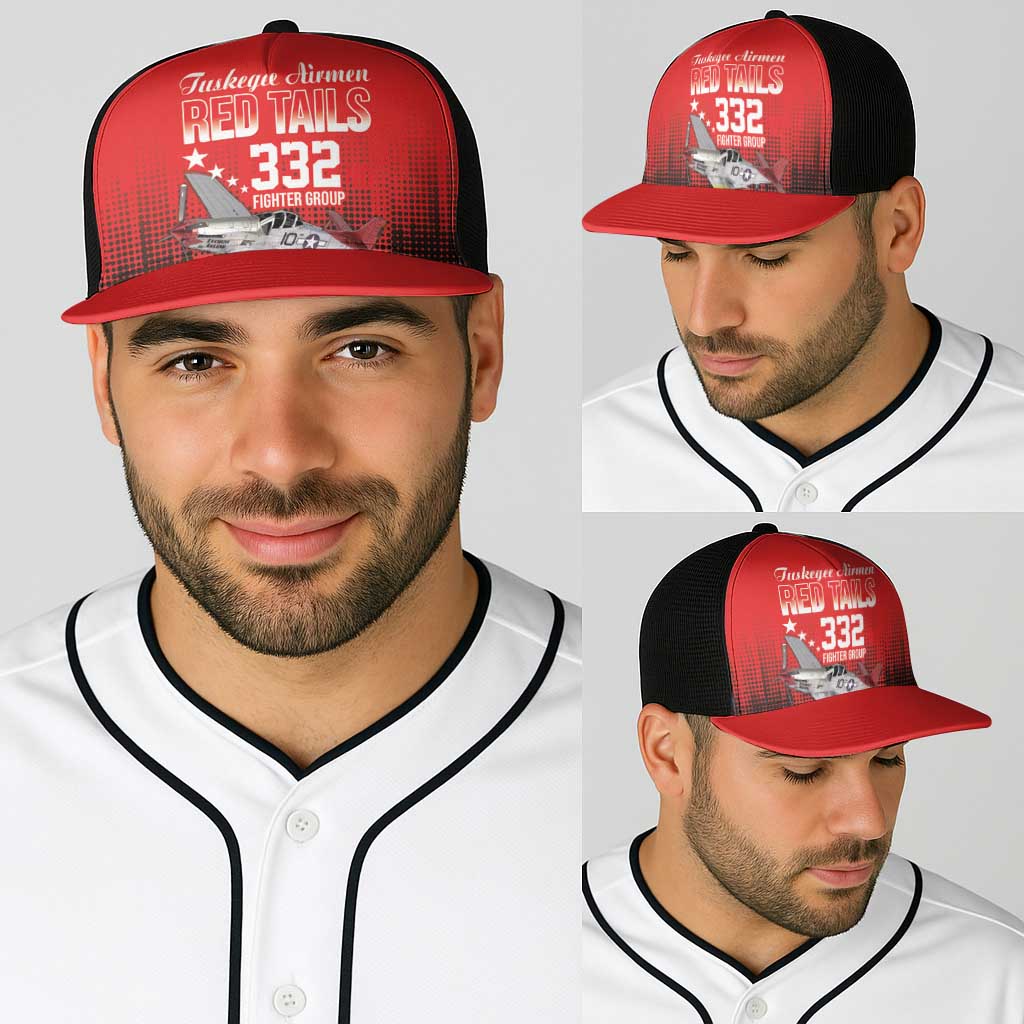 Tuskegee Airmen Red Tails Baseball Net Cap 332nd Fighter Group WWII Tribute Red Style - Wonder Print Shop