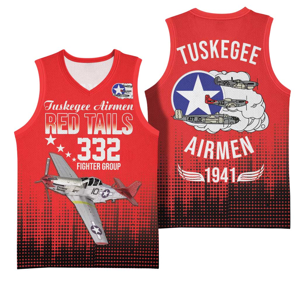 Tuskegee Airmen Red Tails Basketball Jersey 332nd Fighter Group WWII Tribute Red Style - Wonder Print Shop