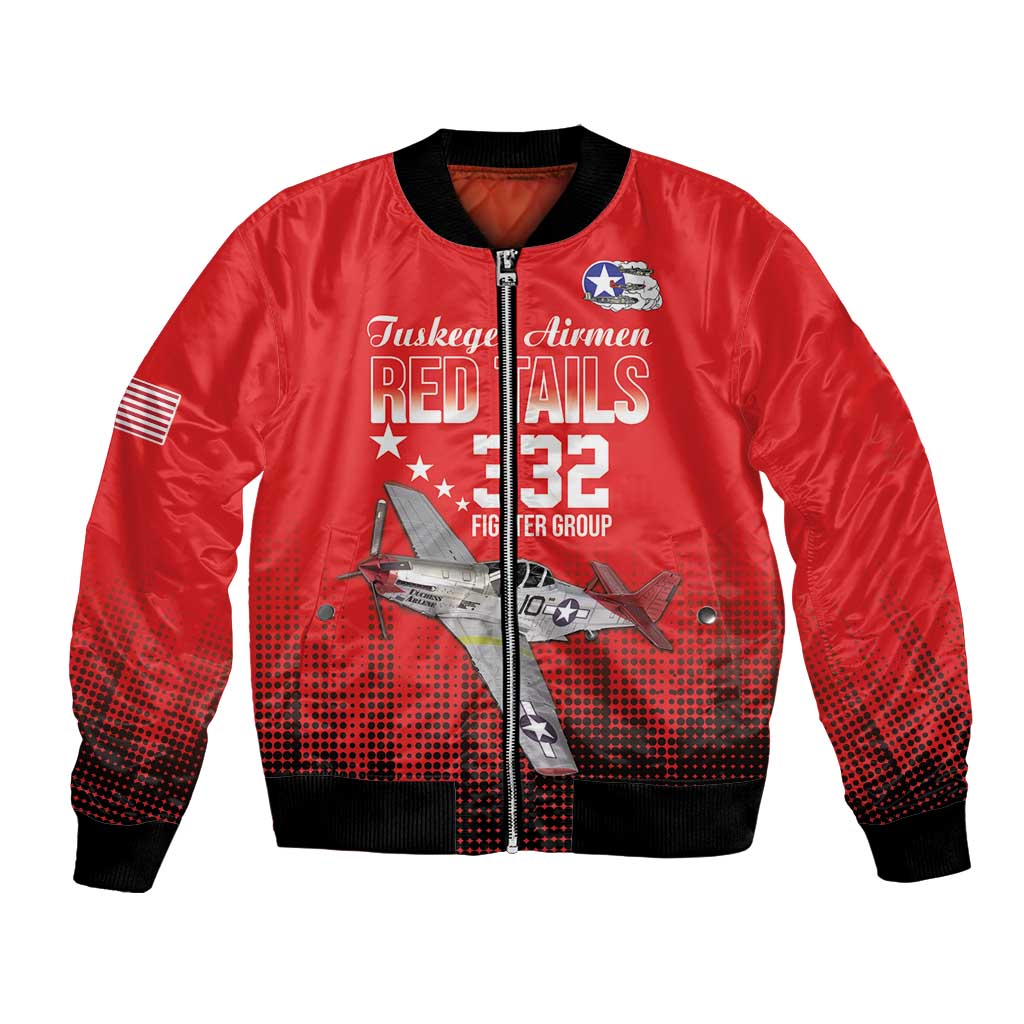 Tuskegee Airmen Red Tails Bomber Jacket 332nd Fighter Group WWII Tribute Red Style - Wonder Print Shop