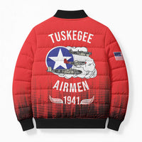 Tuskegee Airmen Red Tails Bomber Puffer Jacket 332nd Fighter Group WWII Tribute Red Style - Wonder Print Shop