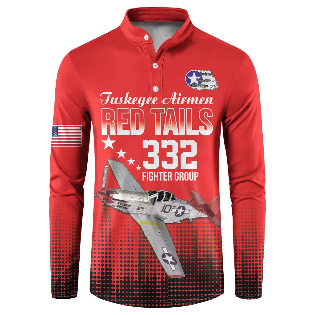 Tuskegee Airmen Red Tails Button Sweatshirt 332nd Fighter Group WWII Tribute Red Style - Wonder Print Shop