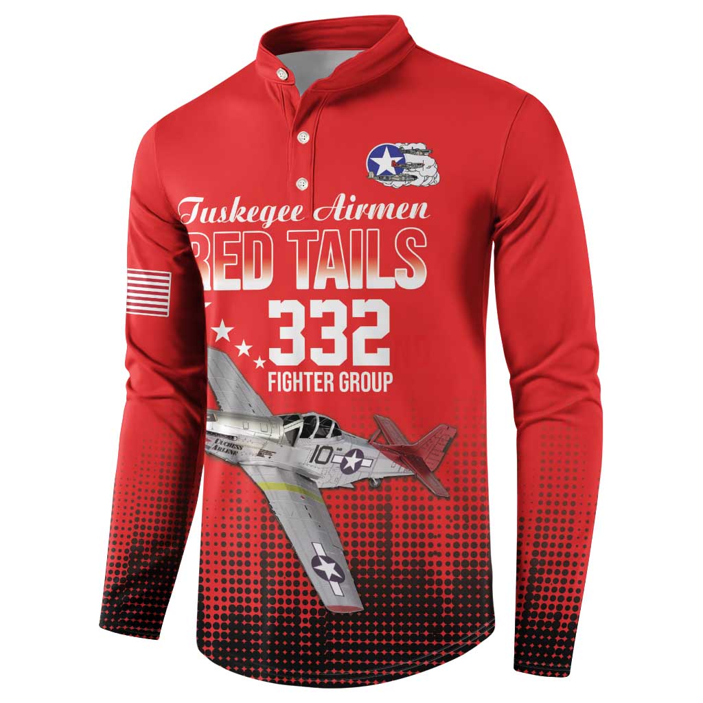 Tuskegee Airmen Red Tails Button Sweatshirt 332nd Fighter Group WWII Tribute Red Style - Wonder Print Shop