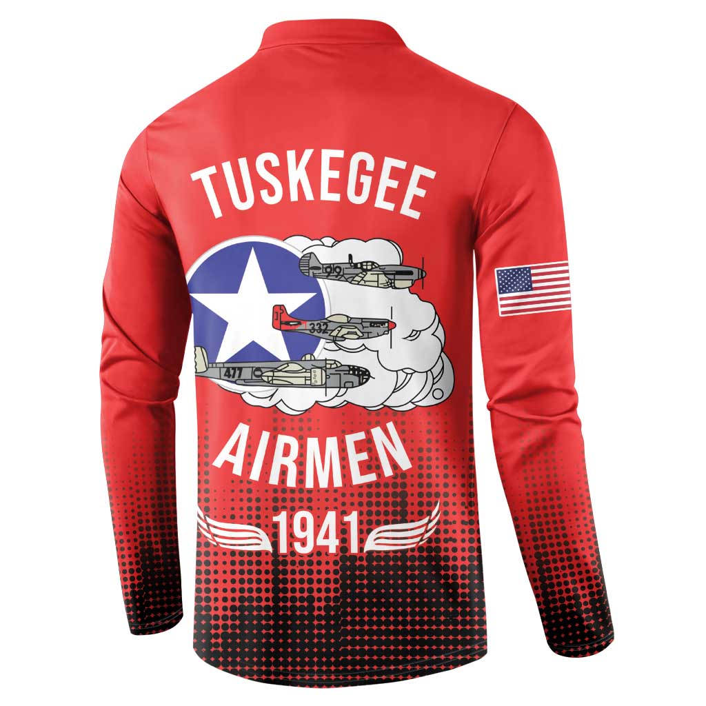 Tuskegee Airmen Red Tails Button Sweatshirt 332nd Fighter Group WWII Tribute Red Style - Wonder Print Shop