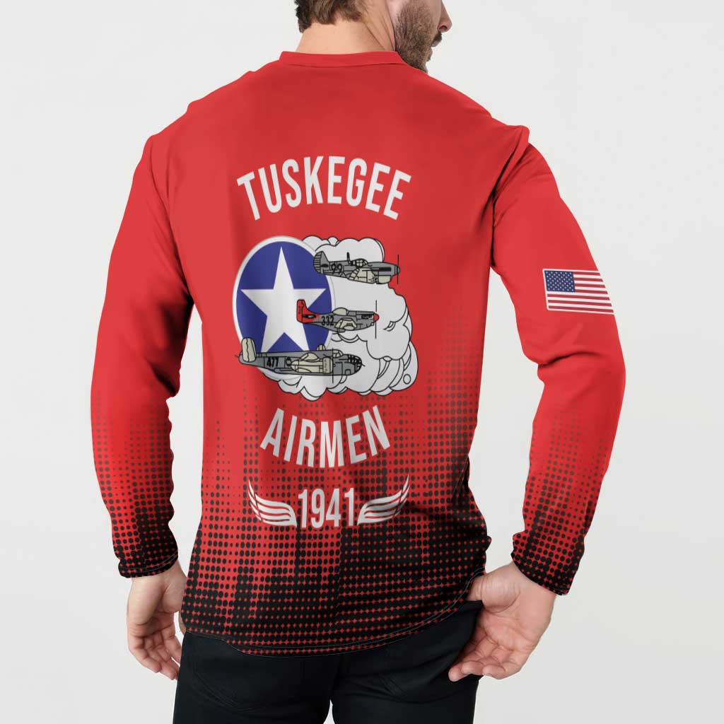 Tuskegee Airmen Red Tails Button Sweatshirt 332nd Fighter Group WWII Tribute Red Style - Wonder Print Shop