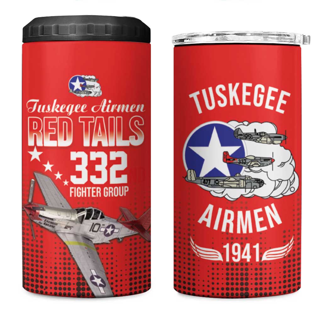 Tuskegee Airmen Red Tails 4 in 1 Can Cooler Tumbler 332nd Fighter Group WWII Tribute Red Style - Wonder Print Shop