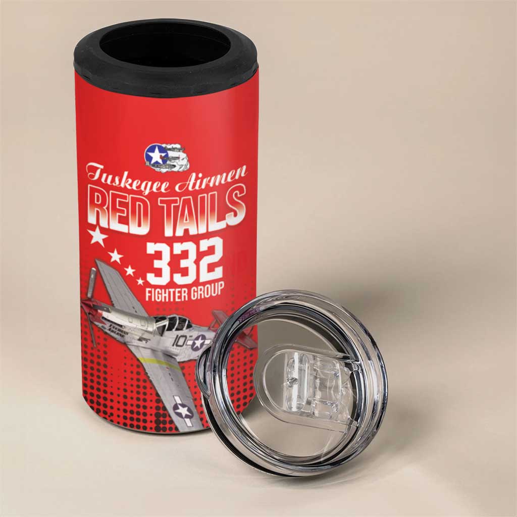 Tuskegee Airmen Red Tails 4 in 1 Can Cooler Tumbler 332nd Fighter Group WWII Tribute Red Style - Wonder Print Shop