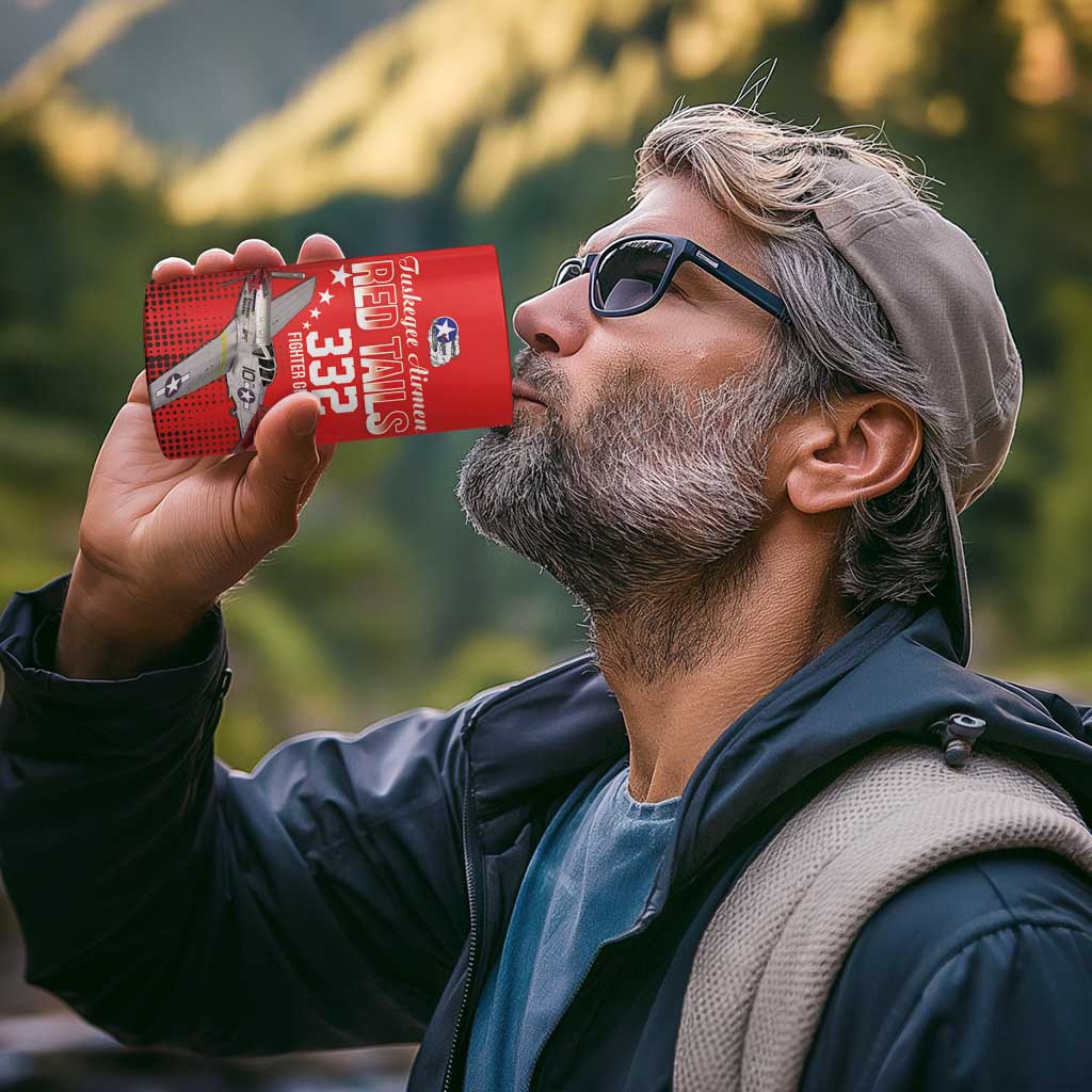 Tuskegee Airmen Red Tails 4 in 1 Can Cooler Tumbler 332nd Fighter Group WWII Tribute Red Style - Wonder Print Shop