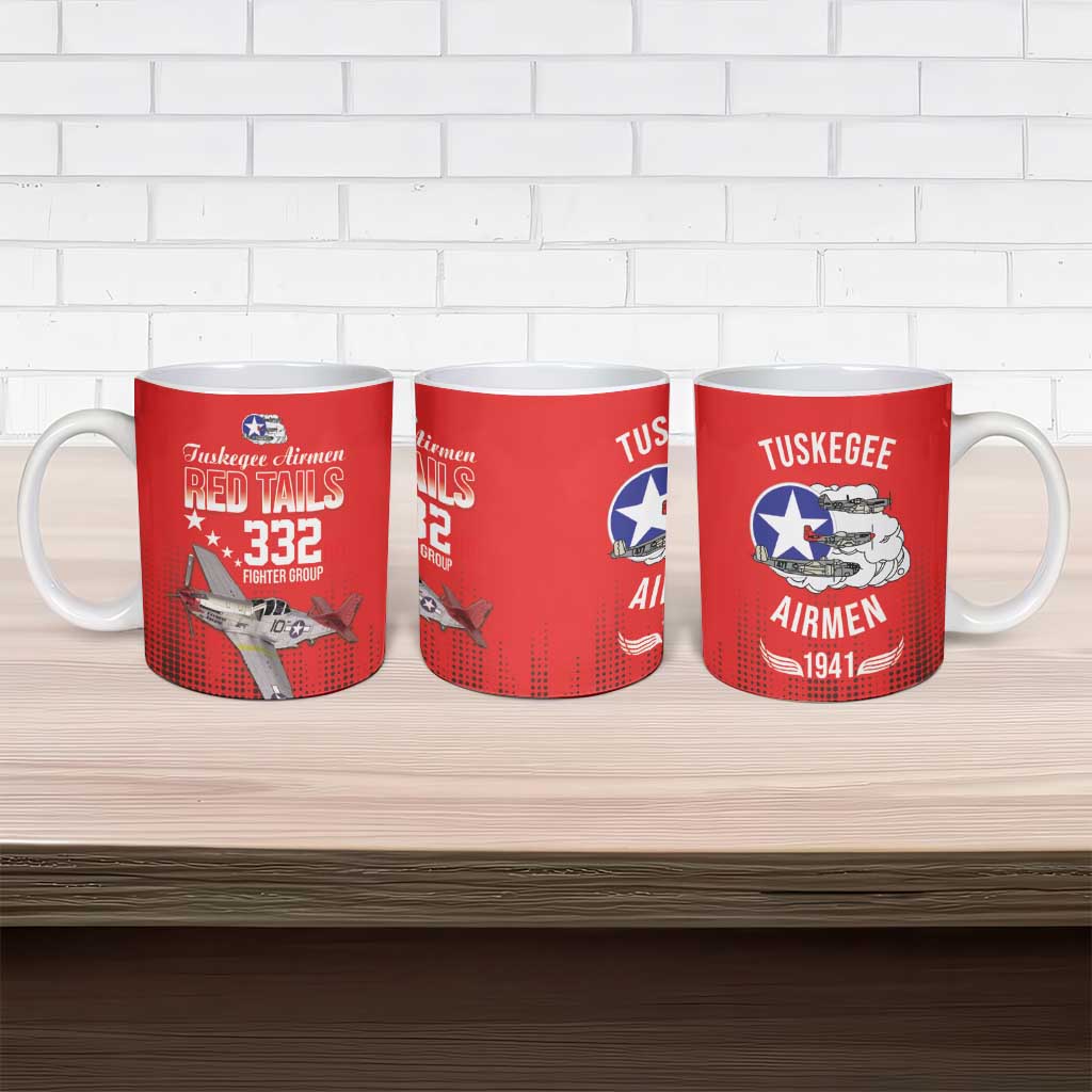 Tuskegee Airmen Red Tails Ceramic Mug 332nd Fighter Group WWII Tribute Red Style - Wonder Print Shop
