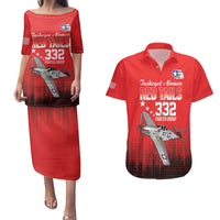 Tuskegee Airmen Red Tails Couples Matching Puletasi and Hawaiian Shirt 332nd Fighter Group WWII Tribute Red Style - Wonder Print Shop