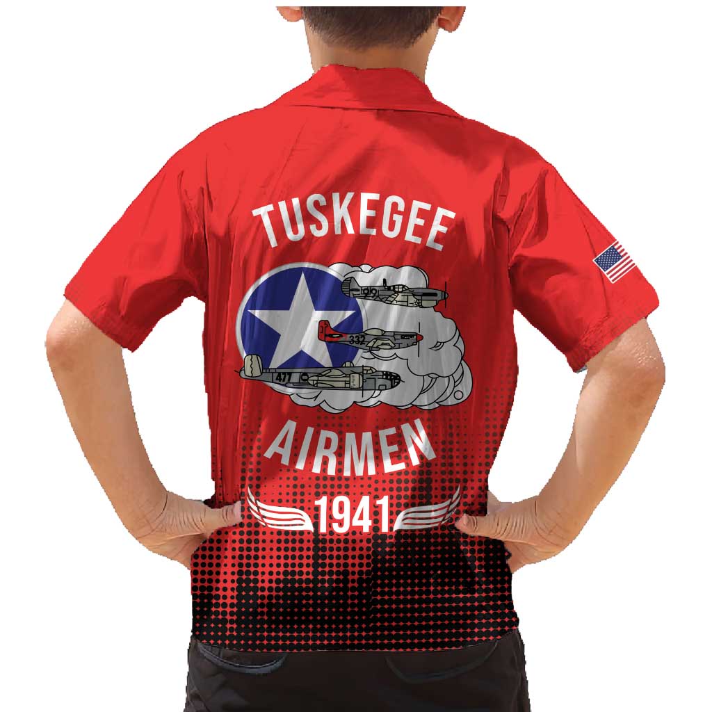 Tuskegee Airmen Red Tails Family Matching Mermaid Dress and Hawaiian Shirt 332nd Fighter Group WWII Tribute Red Style - Wonder Print Shop