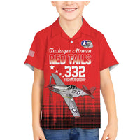Tuskegee Airmen Red Tails Family Matching Mermaid Dress and Hawaiian Shirt 332nd Fighter Group WWII Tribute Red Style - Wonder Print Shop