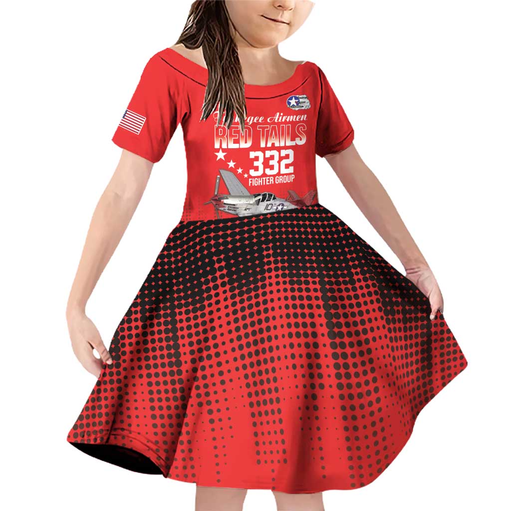 Tuskegee Airmen Red Tails Family Matching Off Shoulder Short Dress and Hawaiian Shirt 332nd Fighter Group WWII Tribute Red Style - Wonder Print Shop