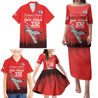 Tuskegee Airmen Red Tails Family Matching Puletasi and Hawaiian Shirt 332nd Fighter Group WWII Tribute Red Style - Wonder Print Shop
