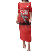 Tuskegee Airmen Red Tails Family Matching Puletasi and Hawaiian Shirt 332nd Fighter Group WWII Tribute Red Style - Wonder Print Shop