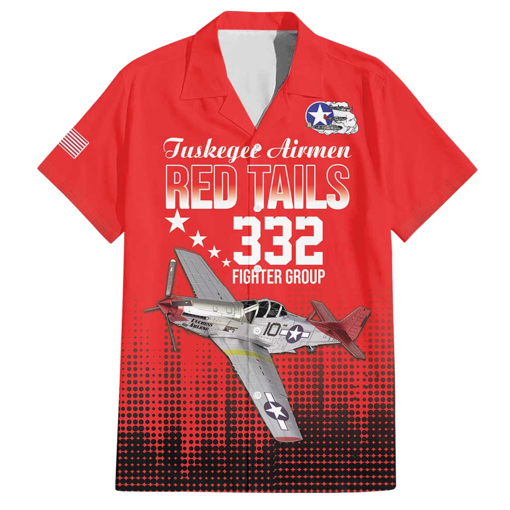 Tuskegee Airmen Red Tails Family Matching Short Sleeve Bodycon Dress and Hawaiian Shirt 332nd Fighter Group WWII Tribute Red Style - Wonder Print Shop