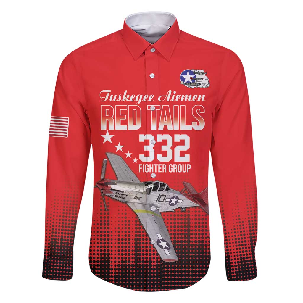 Tuskegee Airmen Red Tails Family Matching Short Sleeve Bodycon Dress and Hawaiian Shirt 332nd Fighter Group WWII Tribute Red Style - Wonder Print Shop