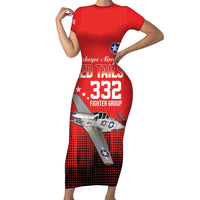 Tuskegee Airmen Red Tails Family Matching Short Sleeve Bodycon Dress and Hawaiian Shirt 332nd Fighter Group WWII Tribute Red Style - Wonder Print Shop