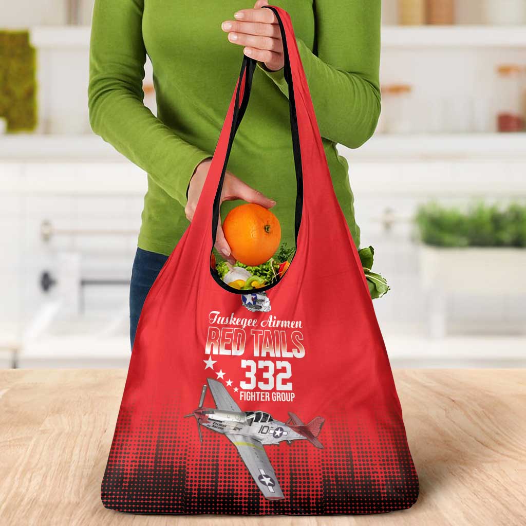 Tuskegee Airmen Red Tails Grocery Bag 332nd Fighter Group WWII Tribute Red Style - Wonder Print Shop