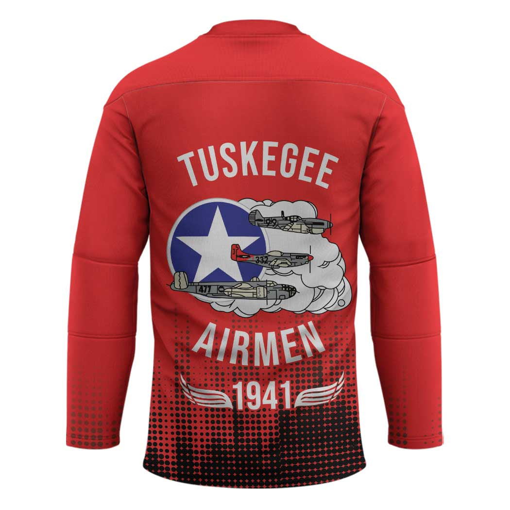 Tuskegee Airmen Red Tails Hockey Jersey 332nd Fighter Group WWII Tribute Red Style - Wonder Print Shop