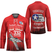 Tuskegee Airmen Red Tails Hockey Jersey 332nd Fighter Group WWII Tribute Red Style - Wonder Print Shop