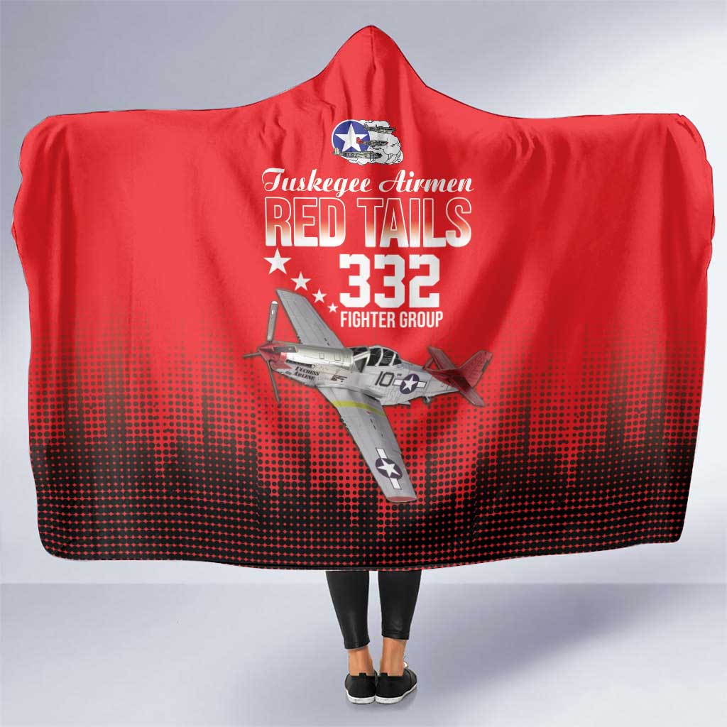 Tuskegee Airmen Red Tails Hooded Blanket 332nd Fighter Group WWII Tribute Red Style - Wonder Print Shop