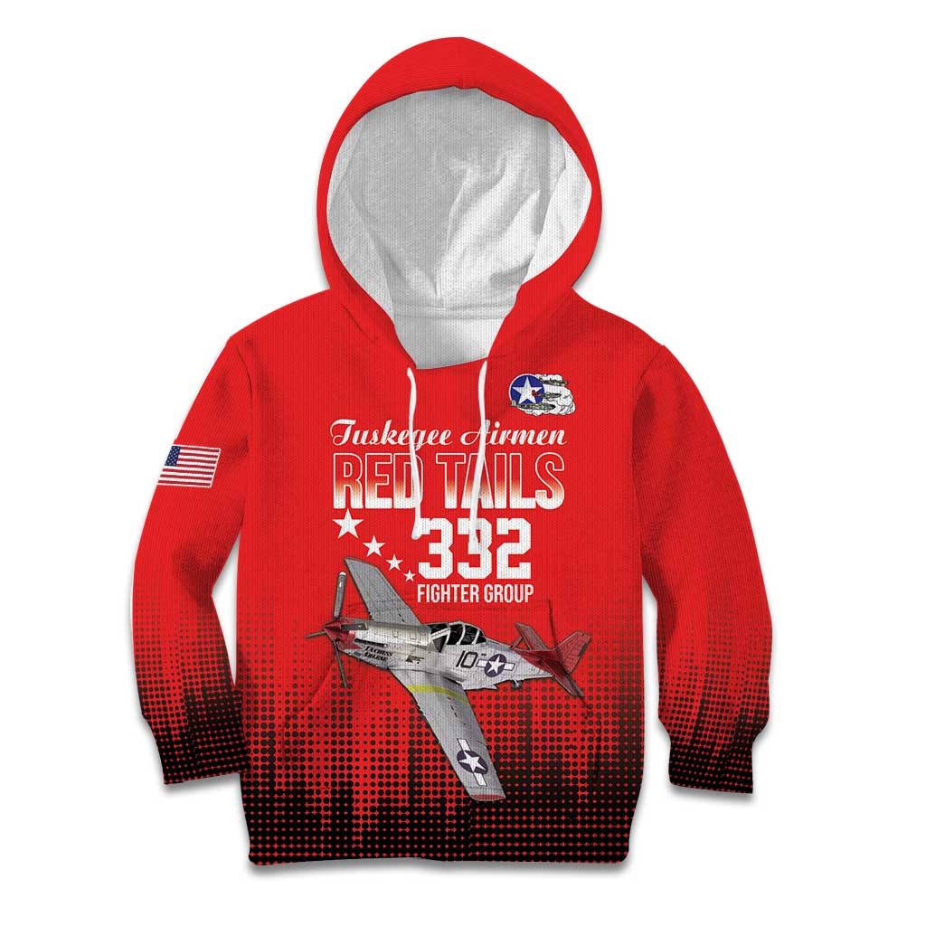 Tuskegee Airmen Red Tails Kid Hoodie 332nd Fighter Group WWII Tribute Red Style - Wonder Print Shop