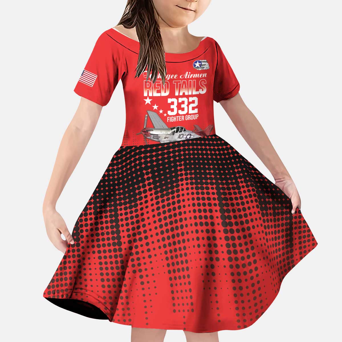 Tuskegee Airmen Red Tails Kid Short Sleeve Dress 332nd Fighter Group WWII Tribute Red Style - Wonder Print Shop