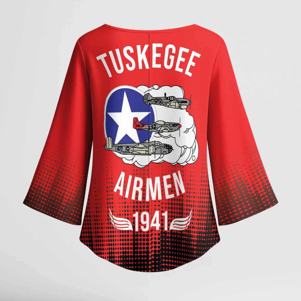 Tuskegee Airmen Red Tails Kimono Sleeve Blouse 332nd Fighter Group WWII Tribute Red Style - Wonder Print Shop