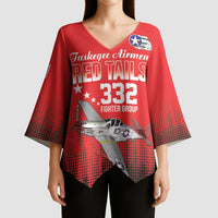 Tuskegee Airmen Red Tails Kimono Sleeve Blouse 332nd Fighter Group WWII Tribute Red Style - Wonder Print Shop