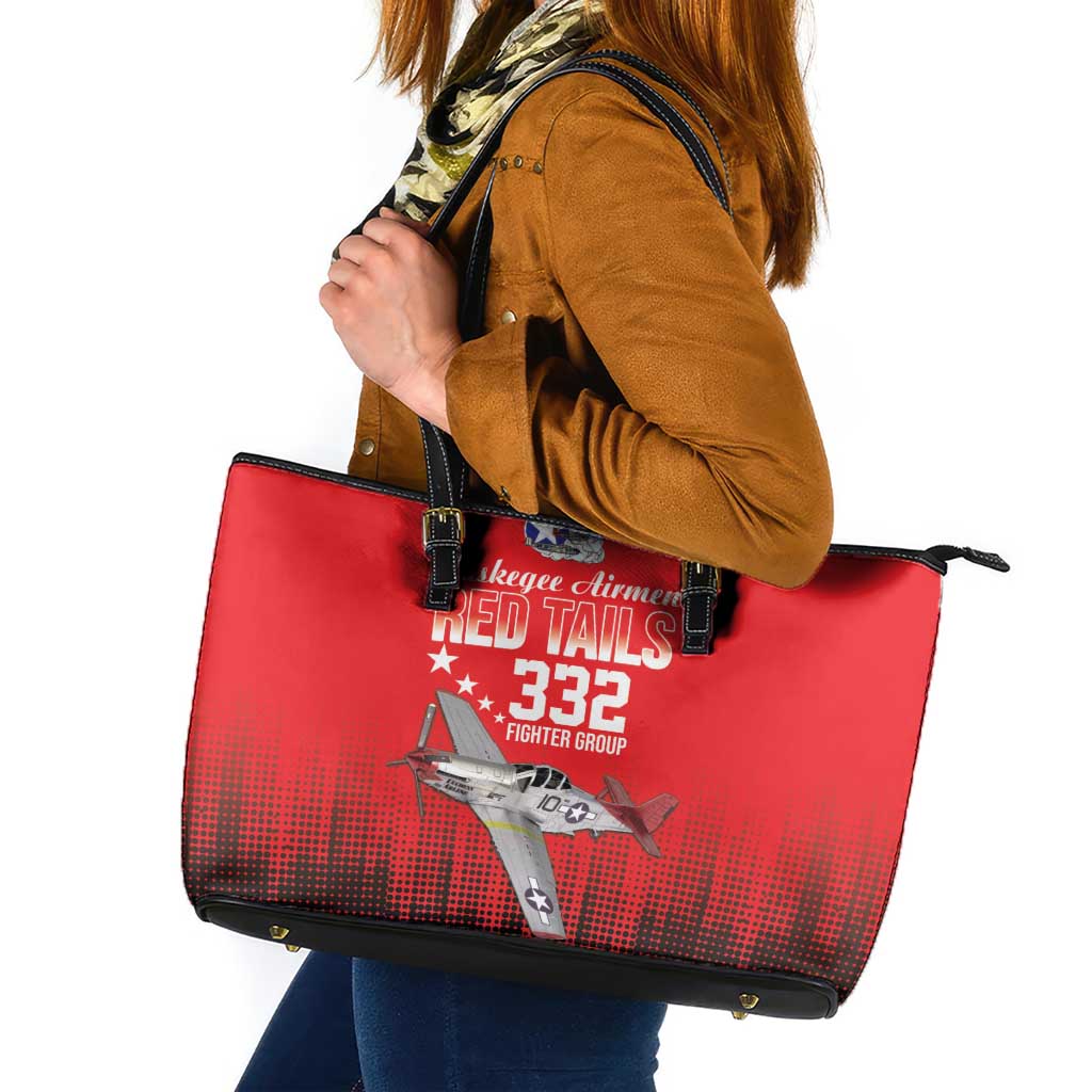 Tuskegee Airmen Red Tails Leather Tote Bag 332nd Fighter Group WWII Tribute Red Style - Wonder Print Shop