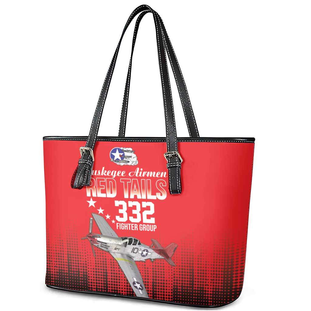 Tuskegee Airmen Red Tails Leather Tote Bag 332nd Fighter Group WWII Tribute Red Style - Wonder Print Shop