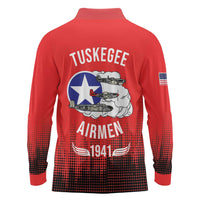 Tuskegee Airmen Red Tails Long Sleeve Polo Shirt 332nd Fighter Group WWII Tribute Red Style - Wonder Print Shop