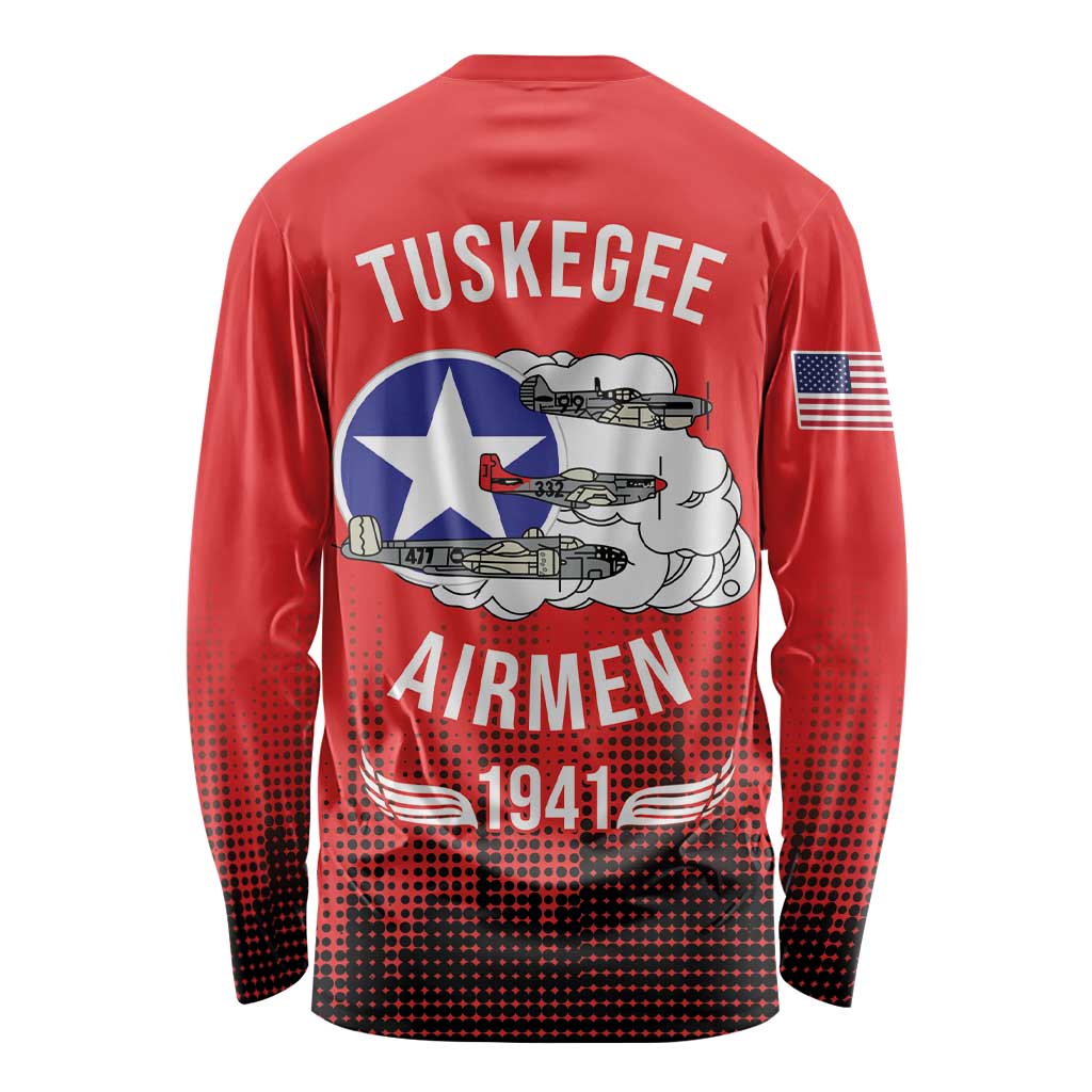 Tuskegee Airmen Red Tails Long Sleeve Shirt 332nd Fighter Group WWII Tribute Red Style - Wonder Print Shop