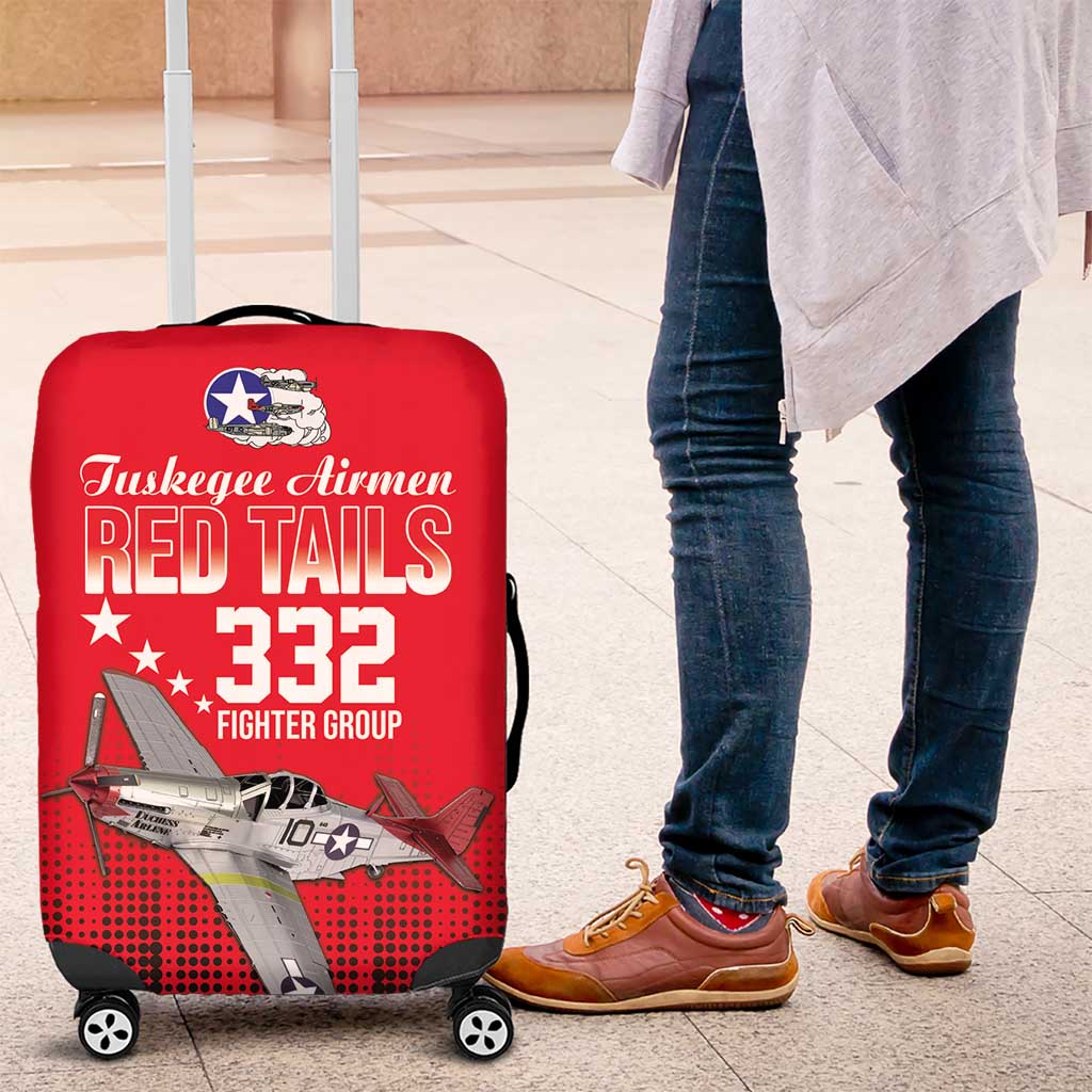 Tuskegee Airmen Red Tails Luggage Cover 332nd Fighter Group WWII Tribute Red Style - Wonder Print Shop