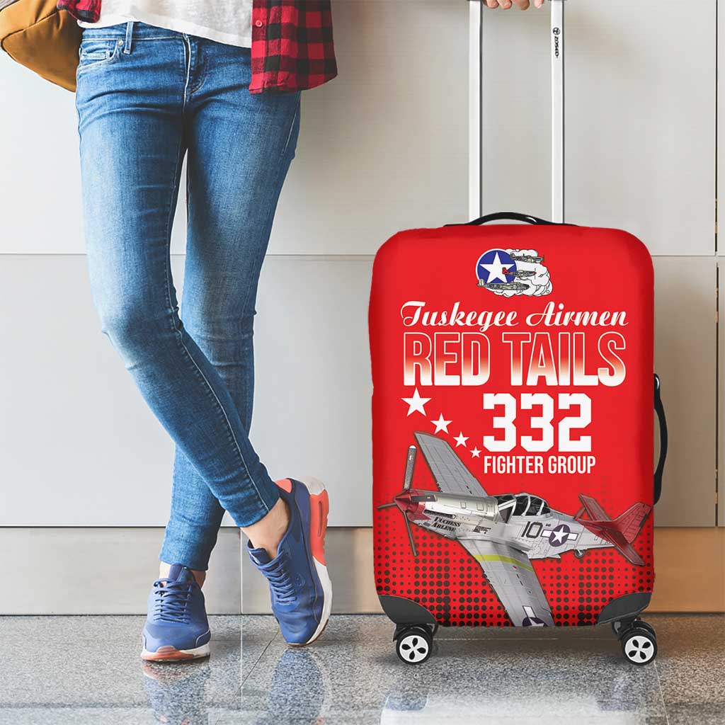 Tuskegee Airmen Red Tails Luggage Cover 332nd Fighter Group WWII Tribute Red Style - Wonder Print Shop