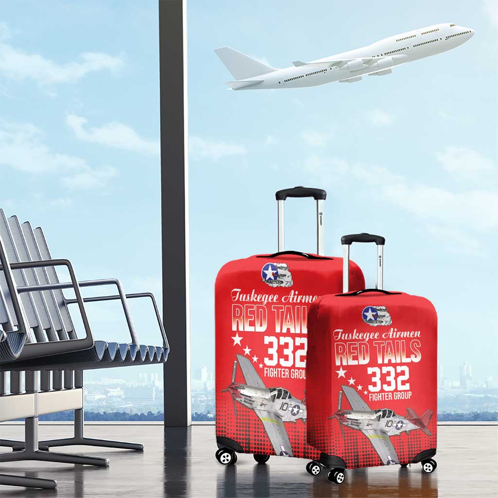 Tuskegee Airmen Red Tails Luggage Cover 332nd Fighter Group WWII Tribute Red Style - Wonder Print Shop