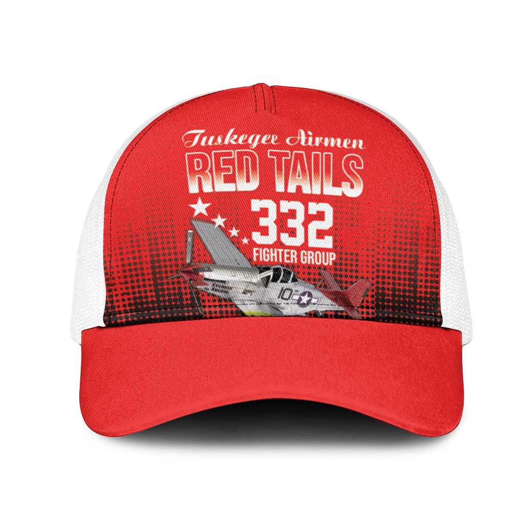 Tuskegee Airmen Red Tails Mesh Trucker Cap 332nd Fighter Group WWII Tribute Red Style - Wonder Print Shop