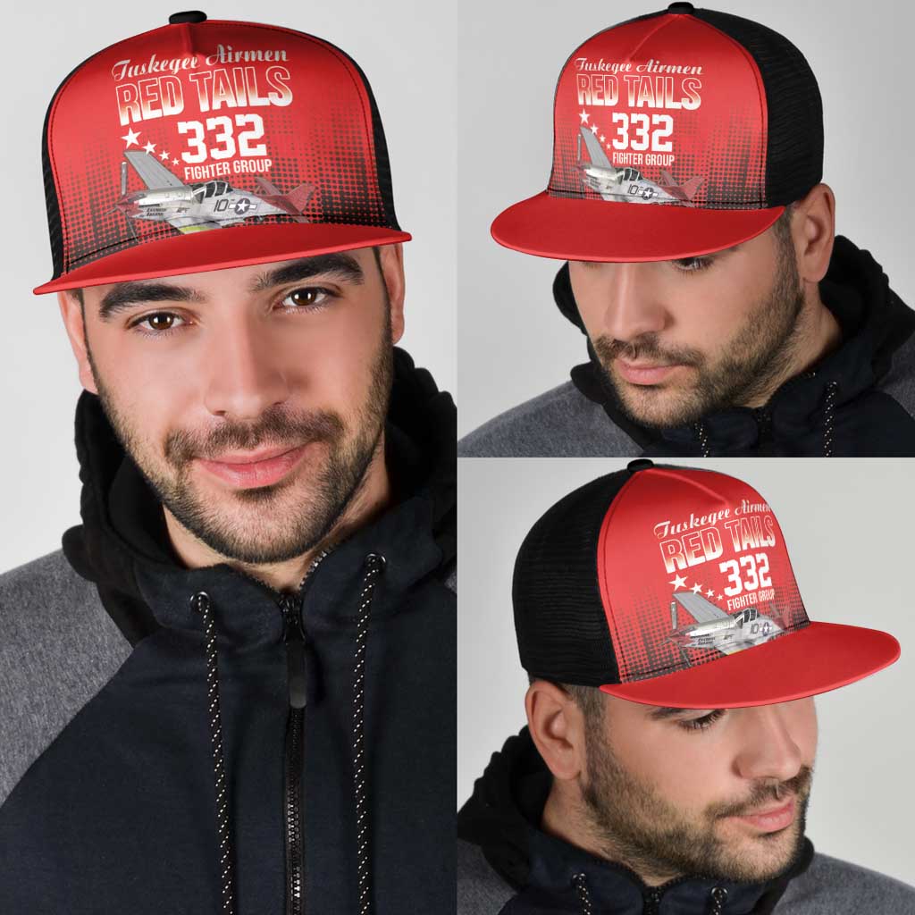 Tuskegee Airmen Red Tails Mesh Trucker Cap 332nd Fighter Group WWII Tribute Red Style - Wonder Print Shop