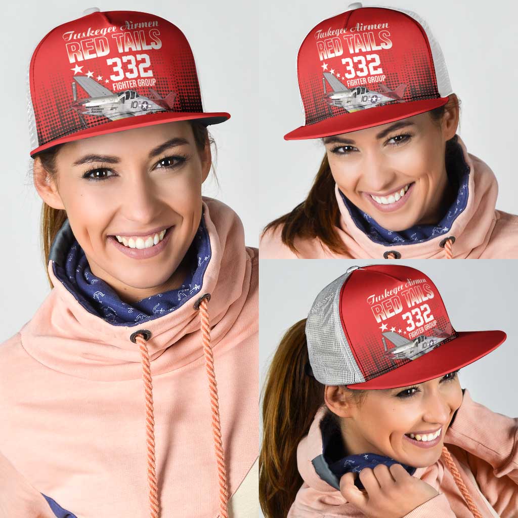Tuskegee Airmen Red Tails Mesh Trucker Cap 332nd Fighter Group WWII Tribute Red Style - Wonder Print Shop