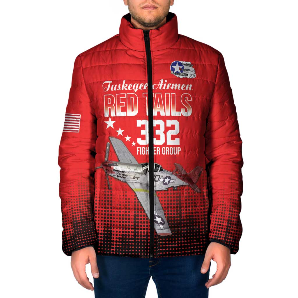 Tuskegee Airmen Red Tails Padded Jacket 332nd Fighter Group WWII Tribute Red Style - Wonder Print Shop