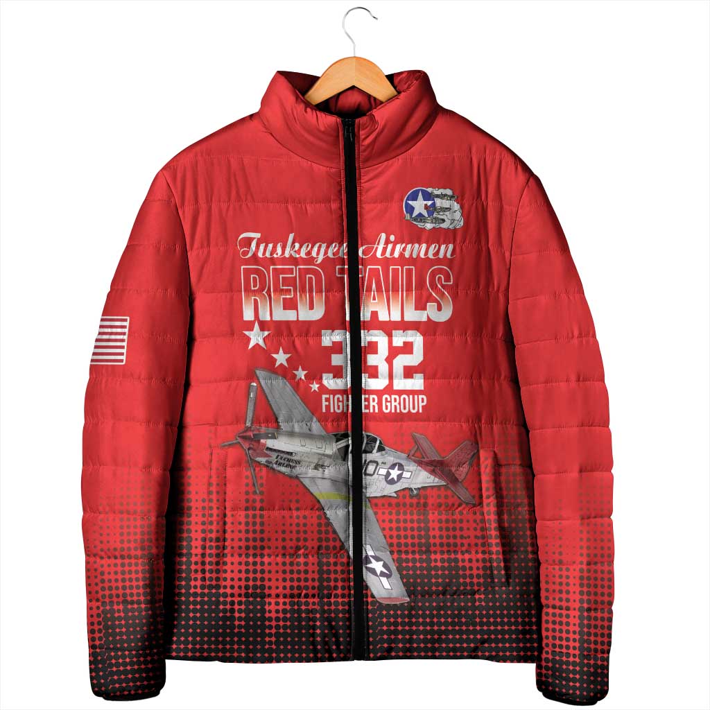 Tuskegee Airmen Red Tails Padded Jacket 332nd Fighter Group WWII Tribute Red Style - Wonder Print Shop