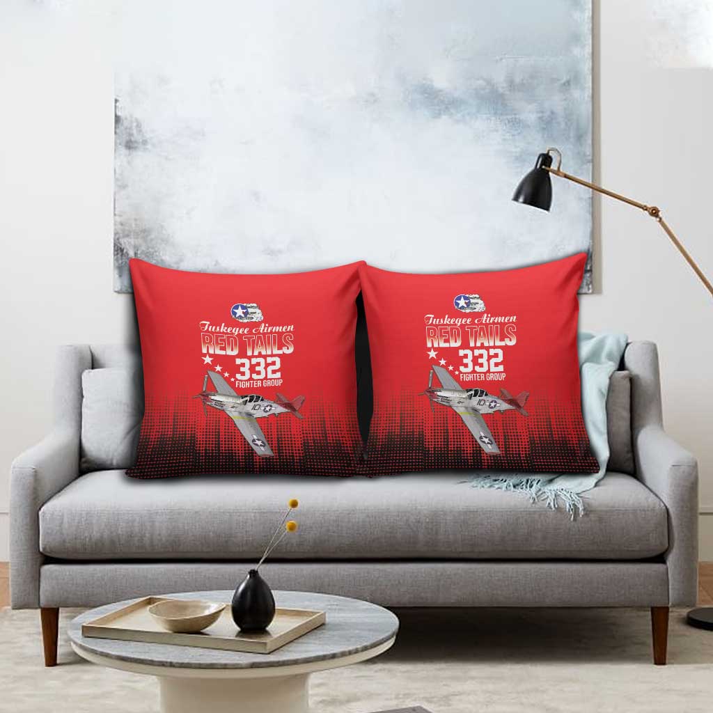 Tuskegee Airmen Red Tails Pillow Cover 332nd Fighter Group WWII Tribute Red Style - Wonder Print Shop