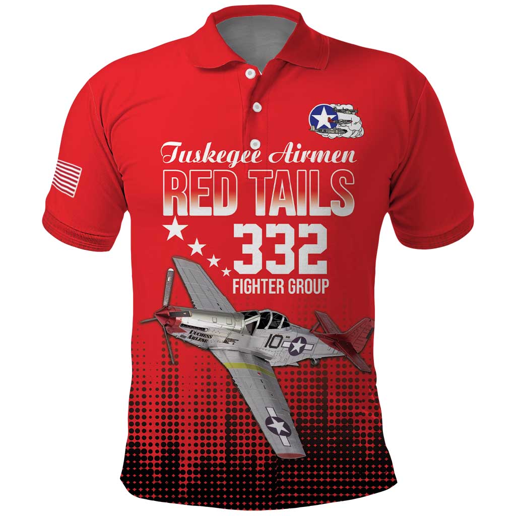 Tuskegee Airmen Red Tails Polo Shirt 332nd Fighter Group WWII Tribute Red Style - Wonder Print Shop