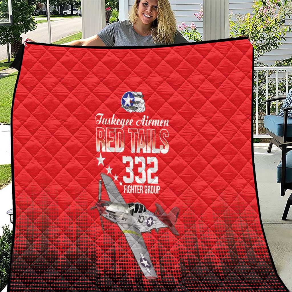 Tuskegee Airmen Red Tails Quilt 332nd Fighter Group WWII Tribute Red Style - Wonder Print Shop