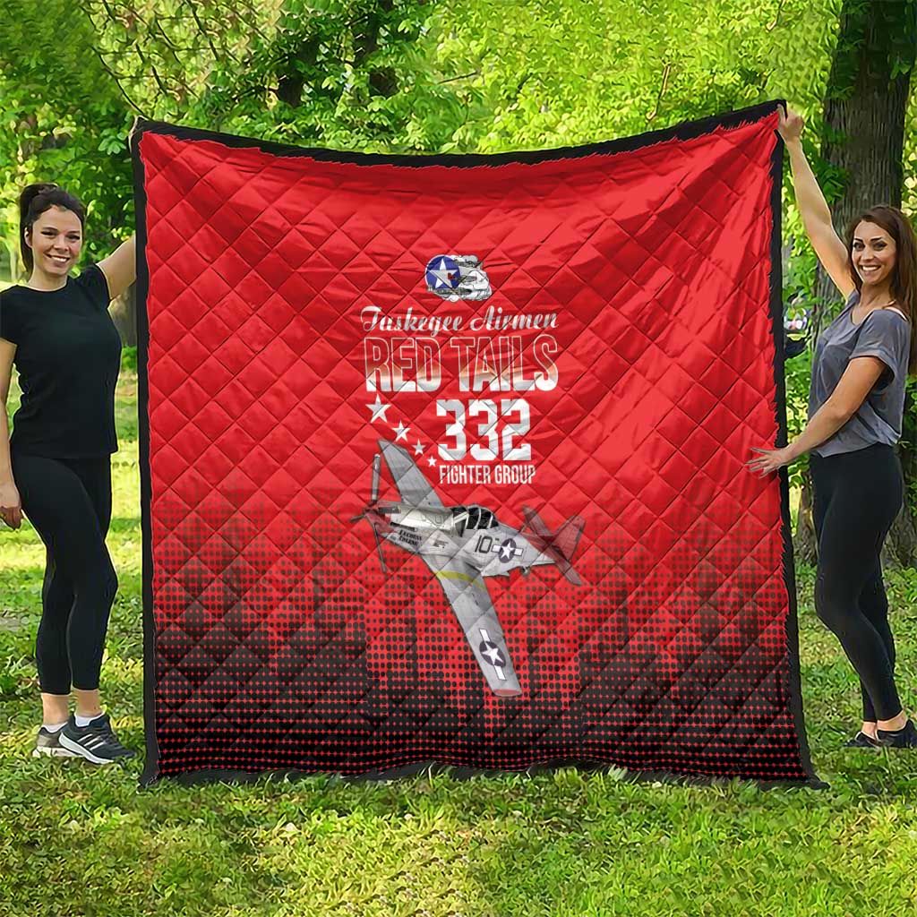 Tuskegee Airmen Red Tails Quilt 332nd Fighter Group WWII Tribute Red Style - Wonder Print Shop