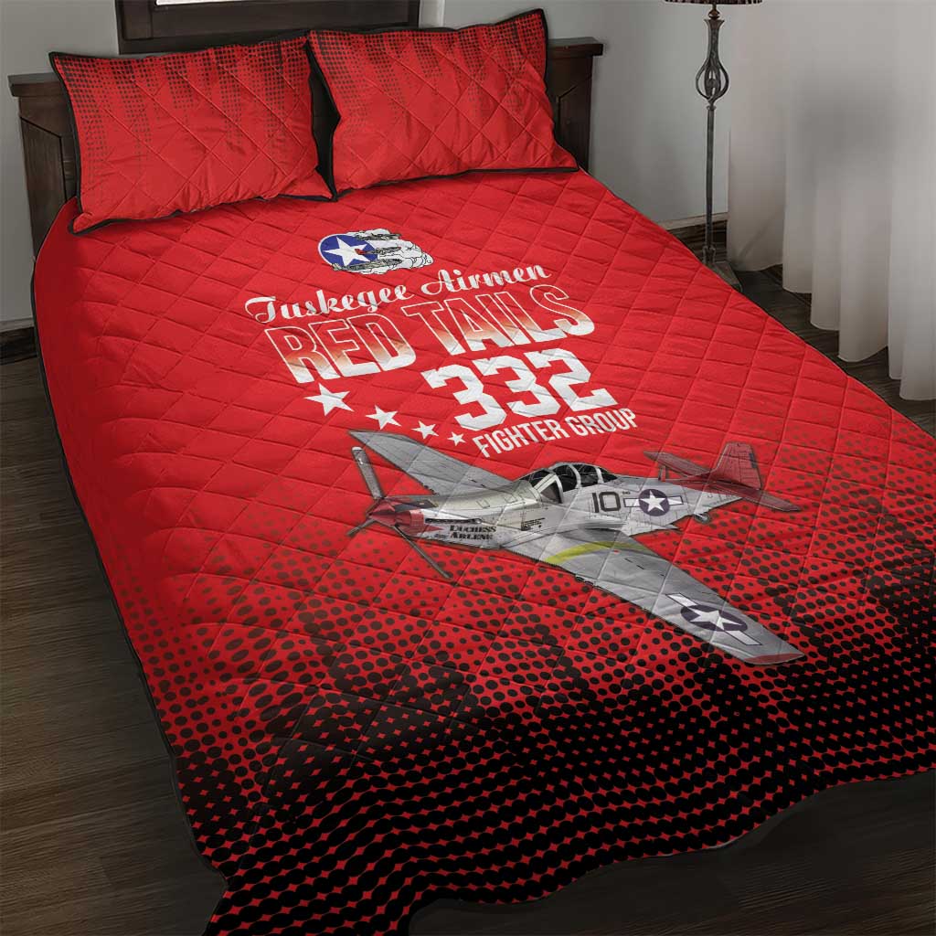 Tuskegee Airmen Red Tails Quilt Bed Set 332nd Fighter Group WWII Tribute Red Style - Wonder Print Shop